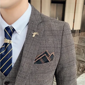 hemp Suit 7XL （Blazer + Vest + Trousers） Italian Style Elegant Fashion Business Cotton Linen Casual Slim Gentleman's Formal