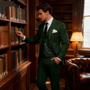 Elegant Mint Green 3 Piece Men's Slim Fit Business Suit Notch Lapel Tuxedo Blazer Vest Pants Set for Wedding Party Prom Groom