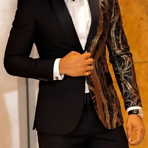 Men's single-piece shiny sequin suit jacket, fashionable evening dress, suitable for parties, weddings, banquets, and balls